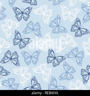 Seamless pattern with colored butterflies. Vector illustration Stock Vector