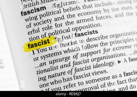 Highlighted English Word Fascism And Its Definition At The Dictionary Stock Photo Alamy