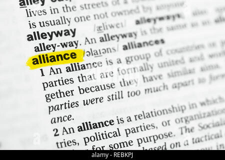 Highlighted English Word Coalition And Its Definition At The Dictionary Stock Photo Alamy