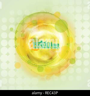 Bright yellow and green circles abstract background. Vector design Stock Vector