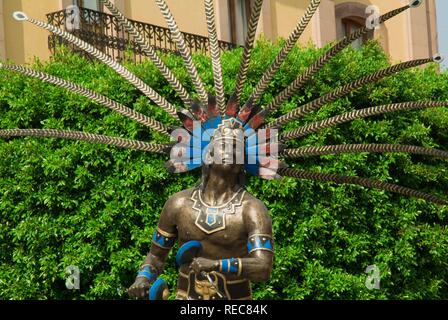 Statue of Conchero Chichimeca Dancer Historic centre Queretaro Mexico ...