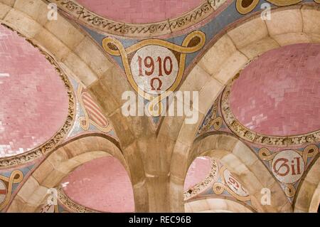 Entrance hall, Hospital de la Santa Creu i Sant Pau, Unesco World Heritage Site, architect Luis Doménech y Montaner Stock Photo