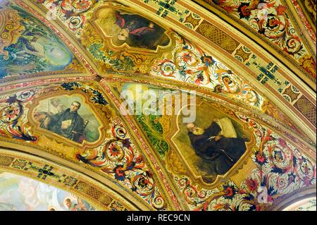 Ceiling paintings, Saint George or Sant Jordi Hall, Palau de la Generalitat, Plaza Sant Jaume, Gothic District, Barcelona Stock Photo