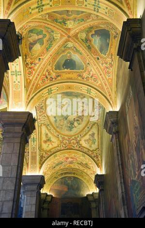 Ceiling paintings, Palau de la Generalitat, Saint George or Sant Jordi Hall, Plaza Sant Jaume, Gothic District, Barcelona Stock Photo