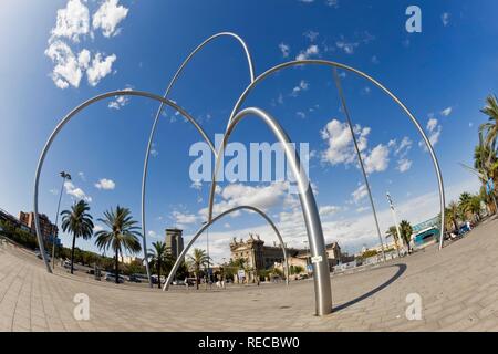´Ones´ sculpture by Andreu Alfaro at Barcelona port, Catalonia, Spain, Europe Stock Photo