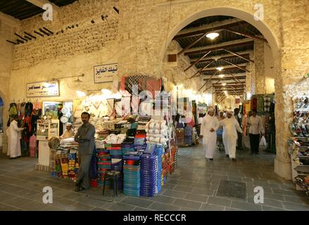 Stalls in Souq al Waqif market, the oldest Souq or bazaar in the country, the old section has been recently renovated and the Stock Photo