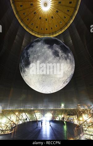 25 meter diameter model of the Moon, Out of this World – Wonders of the Solar System, exhibition in the Gasometer Stock Photo