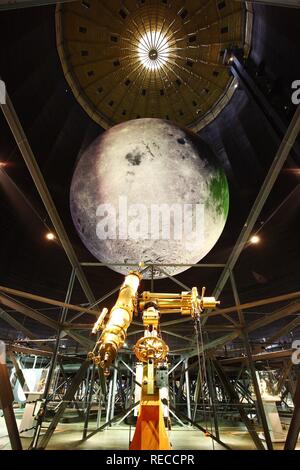 25 meter diameter model of the Moon, Out of this World – Wonders of the Solar System, exhibition in the Gasometer Stock Photo