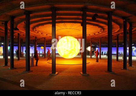 Three-dimensional representation of the Sun, Out of this World – Wonders of the Solar System, exhibition in the Gasometer Stock Photo