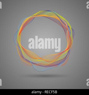 composition of glowing abstract blend circle multicolored lines on a grey background. Stock Vector