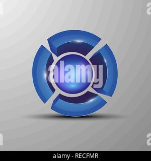 Vector illustration of colored futuristic mechanism emblem Stock Vector