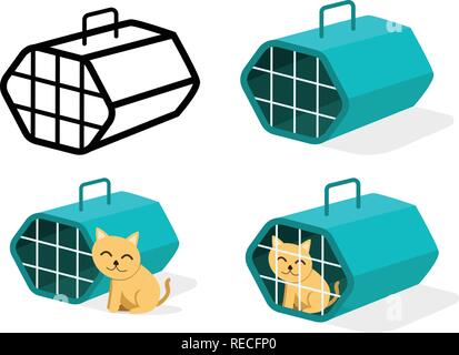 Cat cage icons in flat style, vector art design Stock Vector