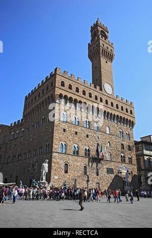 Palazzo Vecchio, town hall of Florence, Firenze, Florence, Tuscany, Italy, Europe Stock Photo