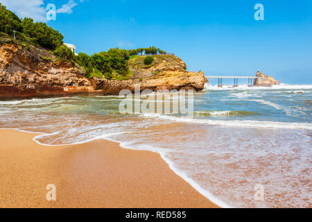 Plage du Port Vieux is a public beach in Biarritz city on the Bay of Biscay on the Atlantic coast in France Stock Photo