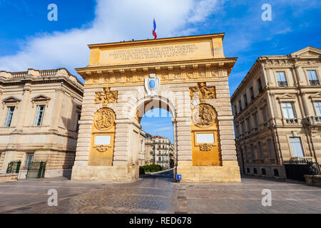 Triumphal Arch or Arc de Triomphe in Montpellier city in France Stock Photo