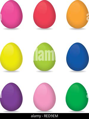 9 colorful easter eggs Stock Vector