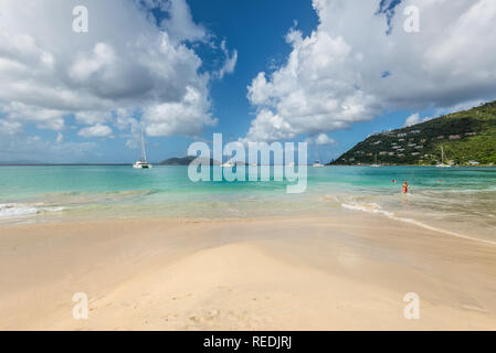 Cane Garden Bay, Tortola, British Virgin Islands - December 16, 2018:  View of famous Cane Garden Bay, a popular tourist destination in the Caribbean  Stock Photo