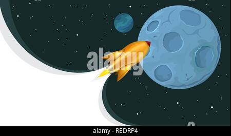 Rockets flying to the moon Stock Vector