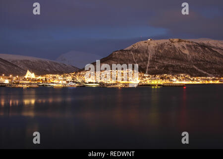 Tromsø City during polar night in winter Stock Photo