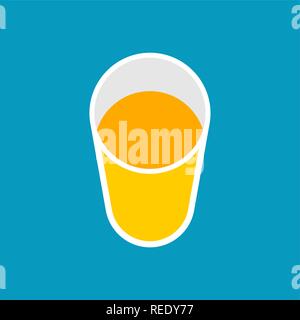 Glass orange juice top view isolated. Vector illustration Stock Vector