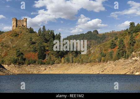 Ruins of medieval castle named “Chateau Alleuze”. Cantal, Auvergne, France Stock Photo
