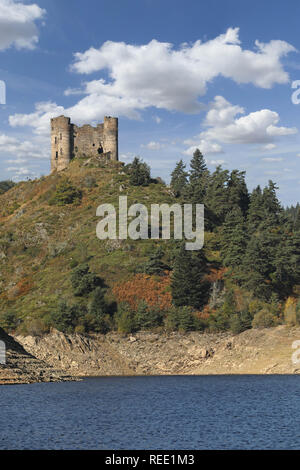 Ruins of medieval castle named “Chateau Alleuze”. Cantal, Auvergne, France Stock Photo