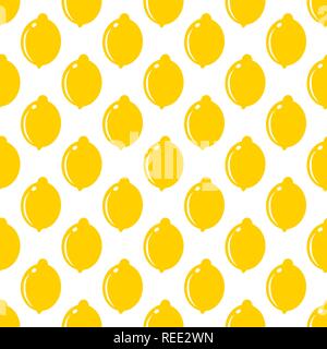 Lemon whole fruit seamless art on white pattern background Stock Vector