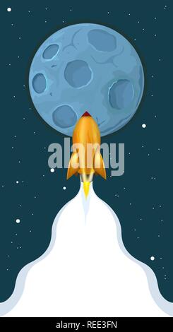Rockets flying to the moon Stock Vector