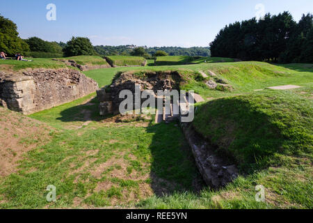 Roman Amphitheatre Caerleon Newport Gwent Wales Stock Photo