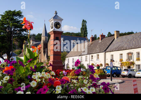 Victorian Clock Tower Twyn Square Usk Gwent Wales Stock Photo