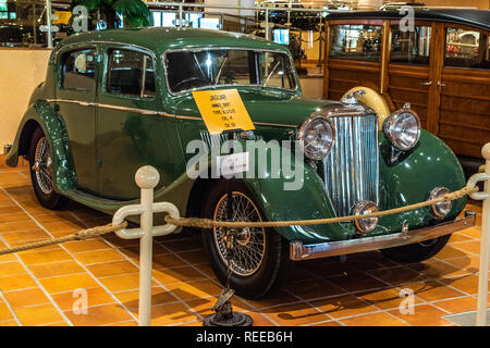 FONTVIEILLE, MONACO - JUN 2017: green JAGUAR XL1 1 2 1937 in Monaco Top Cars Collection Museum. Stock Photo