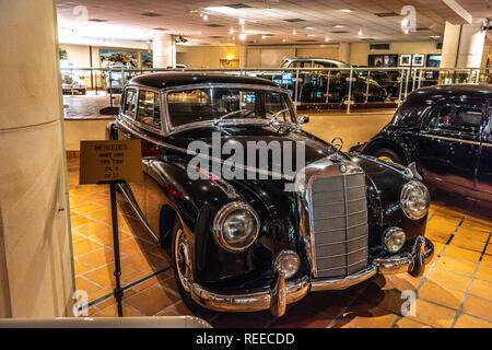 FONTVIEILLE, MONACO - JUN 2017: black MERCEDES T300 1954 in Monaco Top Cars Collection Museum. Stock Photo