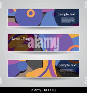 Set of Modern Styled Colorful Horizontal Headers or Banners with Abstract Designs for Advertisement or Announcement - Illustration, Vector Stock Vector