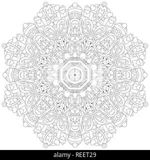 Vector Adult Coloring Book Textures. Hand-painted art design. Adult anti-stress coloring page. Black and white hand drawn illustration for coloring bo Stock Vector