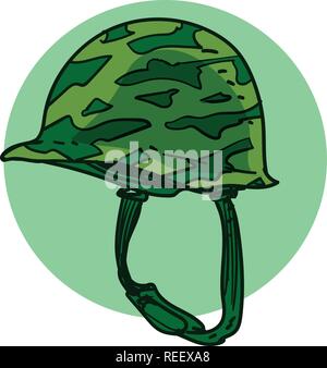 world war 2 style vintage soldier helmet, cartoon style vector illustration. Stock Vector
