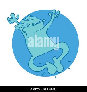 happy man jumping cartoon style vector illustration Stock Vector