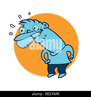 cruious toothy man cartoon, sketch style quick drawing vector illustration Stock Vector