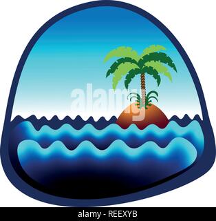 desert island cartoon style vector illustration Stock Vector