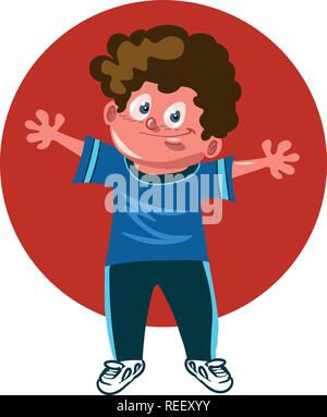 standing kid open arms cartoon style vector illustration. Stock Vector