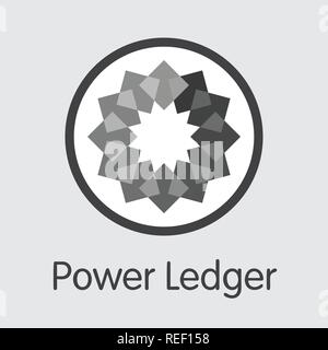 POWR - Power Ledger. The Logo of Coin or Market Emblem. Stock Vector