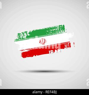 Flag of Iran. Vector illustration of grunge brush stroke with Iranian national flag colors for your graphic and web design Stock Vector