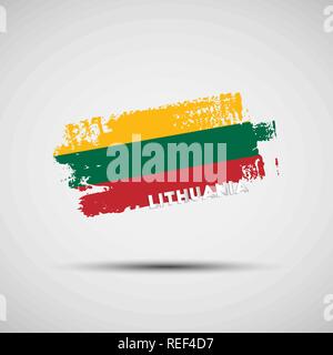 Flag of Lithuania. Vector illustration of grunge brush stroke with Lithuanian national flag colors for your graphic and web design Stock Vector