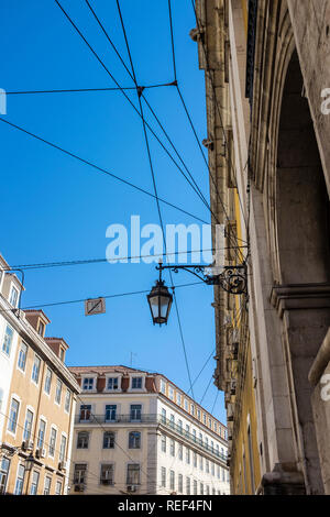 Street lighting against a deep blue sky. Lisbon Portugal Stock Photo