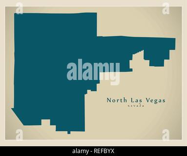 Modern City Map - North Las Vegas Nevada city of the USA Stock Vector