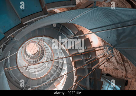 Looking up at the Spiral staircase in the Lighthouse, Scotland's Centre for Design and Architecture, Glasgow. Stock Photo