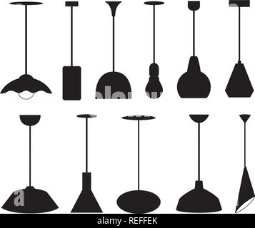Set of different pendant lamps isolated on white Stock Vector