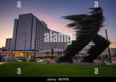 Athens, Greece - October 29, 2018: Statue in front of Hilton in Evangelismos in central Athens. Stock Photo