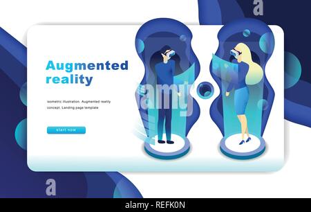 Isometric augmented virtual reality concept Stock Vector