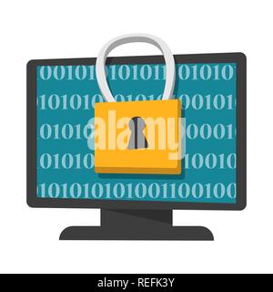 Digital data protection and privacy concept banner for website. Access to information on computer. Lock on the screen. Private access to the website.  Stock Vector