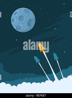 Rockets launching into space Stock Vector
